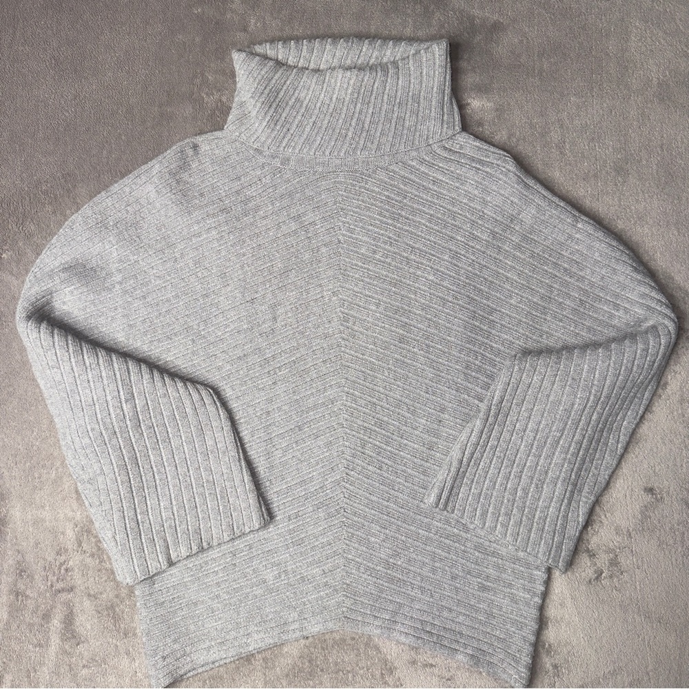 Moth Anthropologie Tisbury Cowl Neck Sweater Ribbed Gray Dolman Top - Women's XS